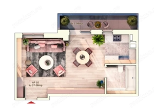 Apartament 1 Camera, 37 mp, Semifinisat, Zona Iulius Mall - imagine 2