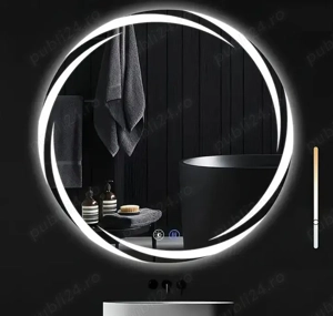 Oglinda Rotunda Iluminata Led, dimabila, reglaj culoare, dezaburire