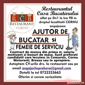 Restaurant Casa Bucatarului Cornu angajeaza