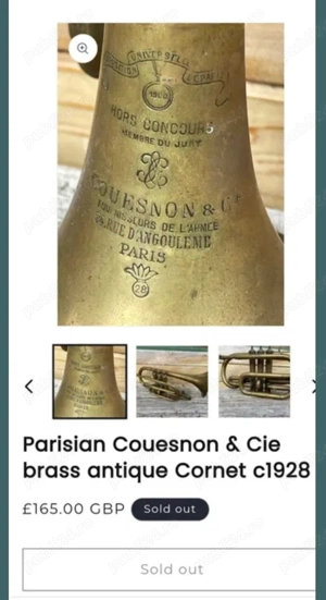 instrument muzical de colectie horn,trompeta,eufoniu-COUSNON&CIE - imagine 5