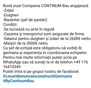 Locuri de munca in constructii Germania 