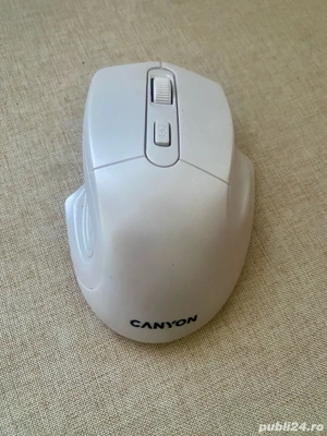 Mouse Wireless CANYON ergonomic, alb, cu receptor USB - Perfect pentru laptop PC - imagine 3