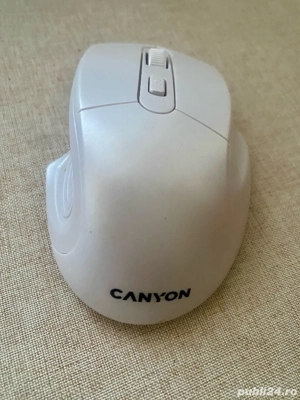 Mouse Wireless CANYON ergonomic, alb, cu receptor USB - Perfect pentru laptop PC