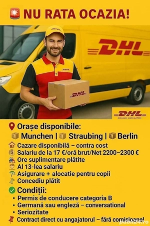 Locuri de muncă in Germania,sofer categoria B,fără lb străină
