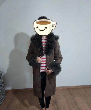 Cojoc cu gluga blana oaie autentic nou  - imagine 5