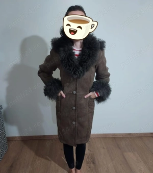 Cojoc cu gluga blana oaie autentic nou  - imagine 3