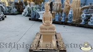 Statuetă Buddha Kwan Yin, galben antichizat, model S8 (2).