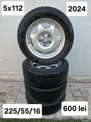 Set 4 jante aliaj 5x112 Mercedes echipate cu anvelope iarna 225/55/16 DOT 2024