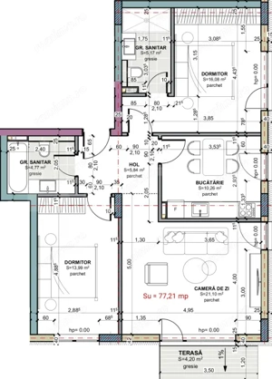 Comision zero!  3 camere decomandate, 77,21 mp, Terra Gardens  - imagine 3