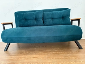 Vand canapea extensibila-rabatabila cu 2 locuri- culoare Petrol verde