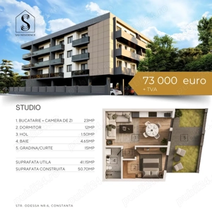 Studio de Vanzare, Bloc nou, Tomis nord , Sisi Residence