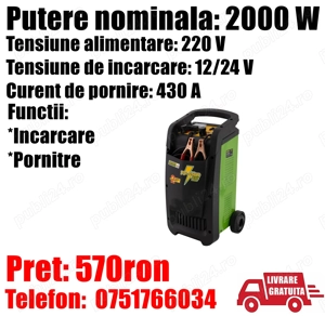  Redresor Incarcator Baterie Auto Robot Booster Pornire 430A 2000W + LIVRARE GRATUITA !