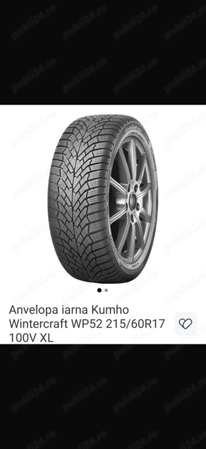 Vand set 4 anvelope Anvelope iarna Kumho Wintercraft WP52 215/60R17 100V XL