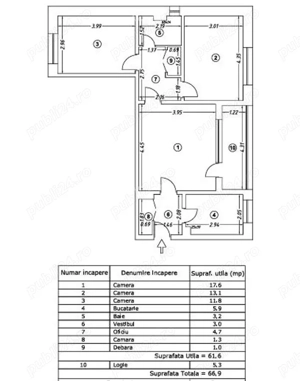 Obor, apartaent 3 camere 67 mp