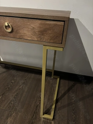 Birou   consola cu 2 sertare din metal + pal - imagine 3