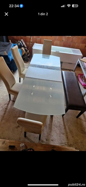 masa de sticla cu 4 scaune 