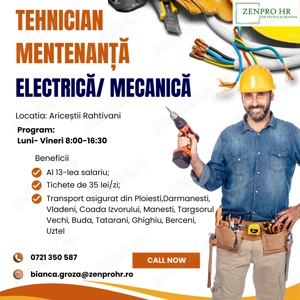 Tehnician Mentenanță Electrică si Tehnician Mentenanță Mecanică