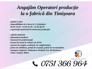 Angajăm Operatori producție