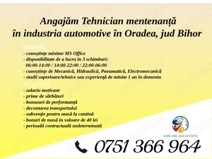 Angajăm Tehnician mentenanță