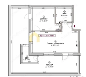 Apartament 3 camere finisat de vânzare | SU 49 mp+terasă 46 mp | Boxă | Florești - imagine 2