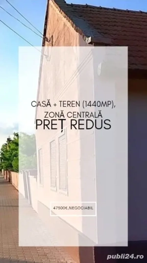 Se vinde casă+ teren(1440mp), zonă centrală-Felnac