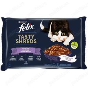 Hrana umeda pentru pisici Felix Tasty Shreds Mix 4buc x 80g