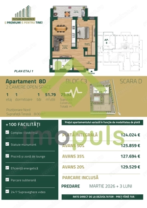  Apartament cu 2 camere, 52 mp utili + terasă 8 mp✨ - imagine 2