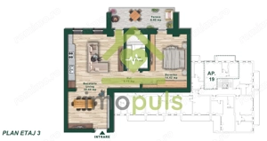  Apartament cu 2 camere, 54 mp utili + terasă 8 mp✨