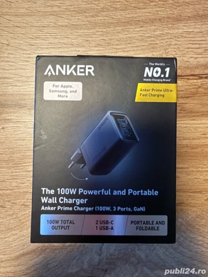 Vand incarcator ANKER Prime 3in1 100W nou