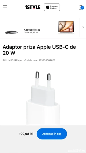 Incarcator Apple original 20W nou - imagine 3
