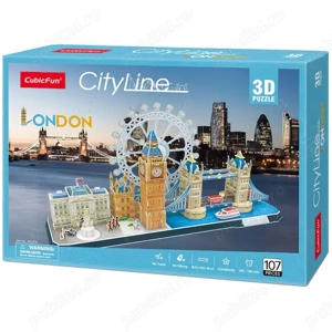 Sigilat Puzzle 3D Cubic Fun - City Line, Londra, 107 piese-ideal cadou