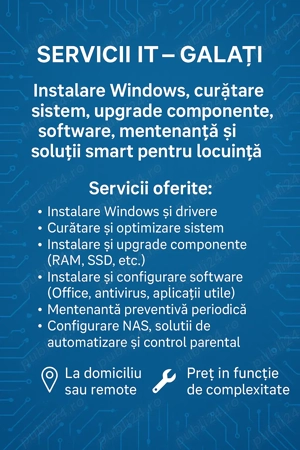 Servicii IT Galati acasa la tine sau remote.