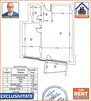 De inchiriat: Apartament 2 camere | Bloc nou | Piata Victoriei - imagine 9