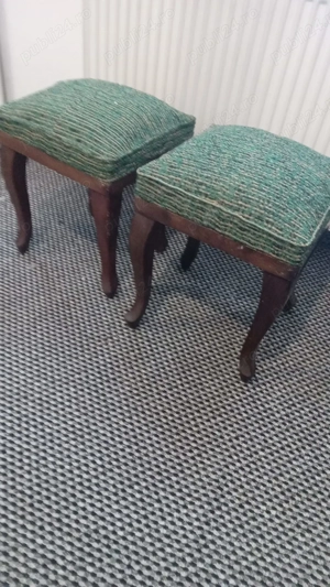 scaune din lemn  tapitate ,vintage - imagine 2