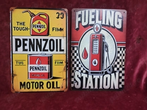 8 placute metalice reclame la produse petroliere, 30x20 cm, noi-noute