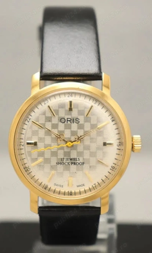 ceas vintage mecanic elvetian Oris,carcasa placata cu aur