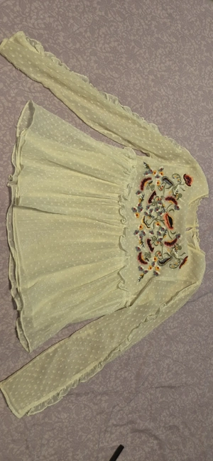 Bluza vaporoasă cu maneca lungă,din sifon brodat