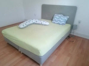 Pat boxspring gri, dimensiune 160 x 200 cm - imagine 2