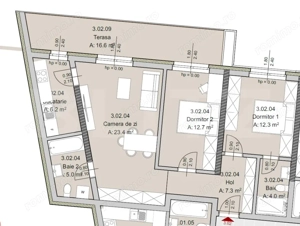 Apartament 3 camere, 71 mp, Terasa 17 mp, Imobil Nou, Semicentral - imagine 2