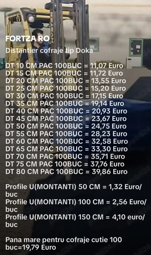 Montanti cofraj, pene, distantieri