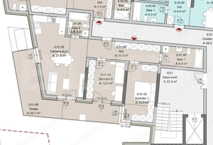 Apartament 3 camere, 77 mp, Terasa 24 mp, Imobil Nou, Semicentral - imagine 2