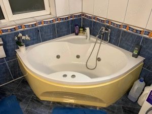 Cadă hidromasaj de colț semirotundă 140x140 cm