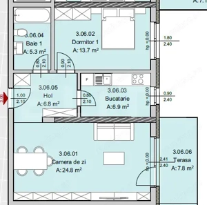 Apartament 2 camere, 58 mp, Terasa 7 mp, Imobil Nou, Semicentral - imagine 5