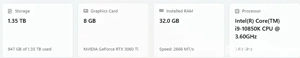PC Gaming i9 10850k  3060ti  32GB RAM  1.5t ssd + monitor dell s2522hg - imagine 3