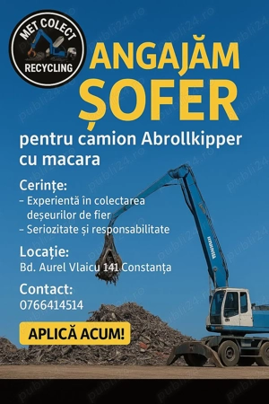 ANGAJAM Sofer pentru camion cu abrollkipper si macara, cu experienta in domeniu