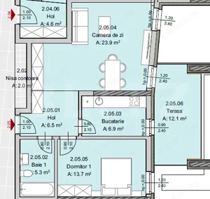 Apartament 2 camere, 56 mp, Terasa 12 mp, Imobil Nou, Semicentral - imagine 5