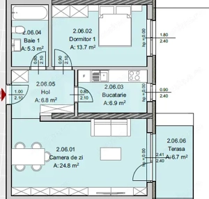 Apartament 2 camere, 57 mp, Terasa 7 mp, Imobil Nou, Semicentral - imagine 5