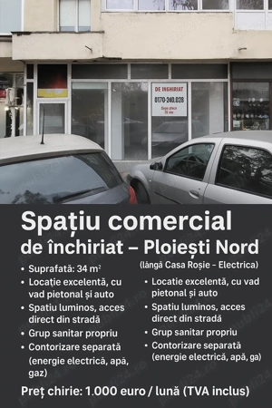  Închiriez spațiu comercial   Ploiești, zona Nord (lângă Casa Roșie Electrica)