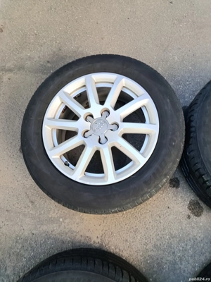 Jante audi  5x112 16 anvelope 225 55 16, bune 5 mm  - imagine 3