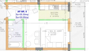 Apartament de vânzare – bloc nou, 47 mp, zona zavoaie terasa 8.70